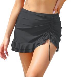 Women’s Black High Waisted Ruffle Swimsuit Skirt Bottoms